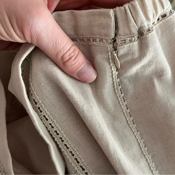 Vintage Skirt Petite Large PL 90s 2000s Linen Lace Maxi Coastal Ethereal Modest - Picture 6 of 8